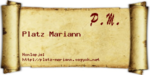 Platz Mariann névjegykártya